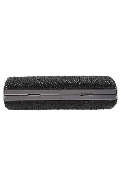 Olga Berg Gabby Metallic Hot Fix Crystal Clutch In Black