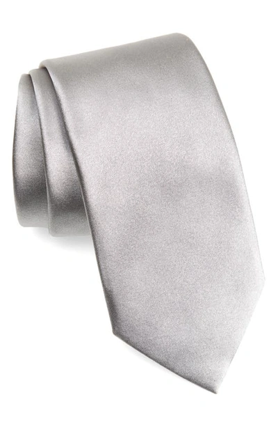 Shop Zegna Ties Silk Satin Tie In Grey