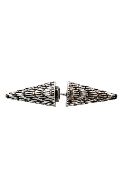 Shop Balenciaga Cagole Spike Stud Earrings In Antique Silver