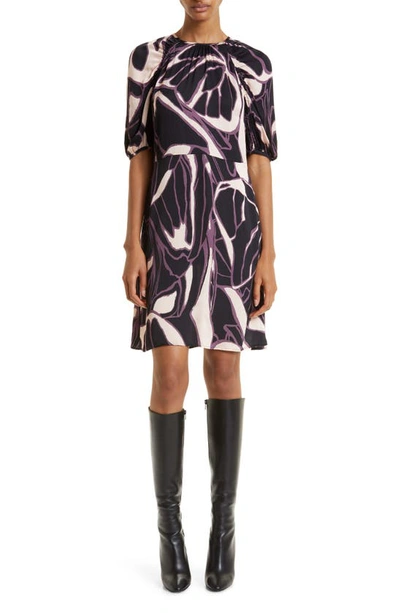 Shop Ted Baker Gilliaa Abstract Floral Fit & Flare Dress In Black