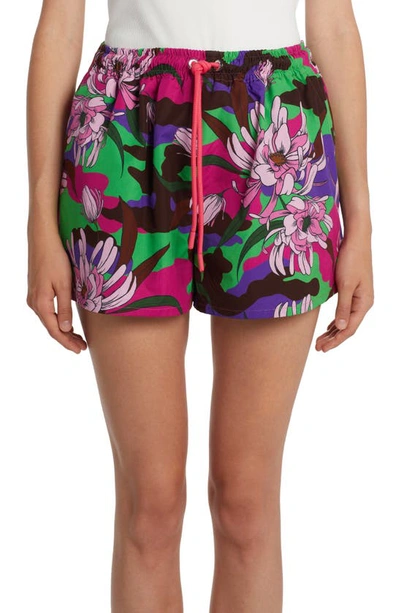 Shop Moncler Floral Cotton Poplin Shorts In Pink Floral