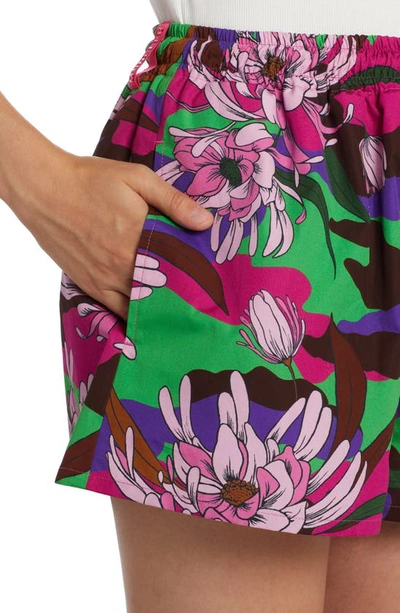 Shop Moncler Floral Cotton Poplin Shorts In Pink Floral