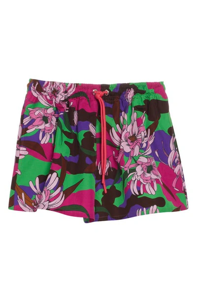 Shop Moncler Floral Cotton Poplin Shorts In Pink Floral