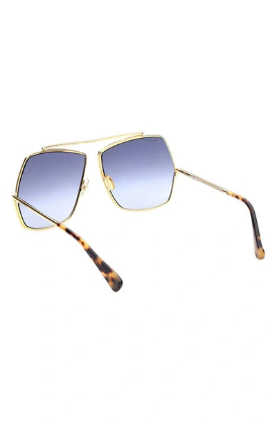 Shop Max Mara 64mm Gradient Geometric Sunglasses In Shiny Gold / Gradient Blue