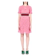 GUCCI Striped Floral-Lace Dress