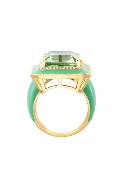 Effy 14k Yellow Gold Diamond Green Amethyst Ring In Green