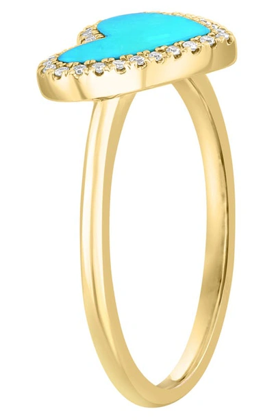 Shop Effy 14k Gold Diamond Halo Turquoise Heart Ring In Blue