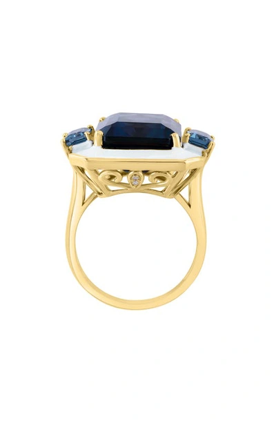 Shop Effy 14k Yellow Gold Diamond London Blue Topaz Ring