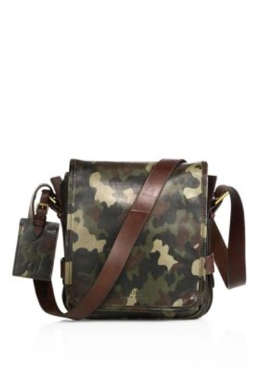 Polo Ralph Lauren Compact Leather Messenger Bag In Camo