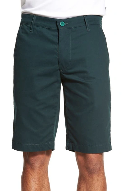 Shop Ag Green Label 'the Canyon' Flat Front Performance Shorts In Scots Pine
