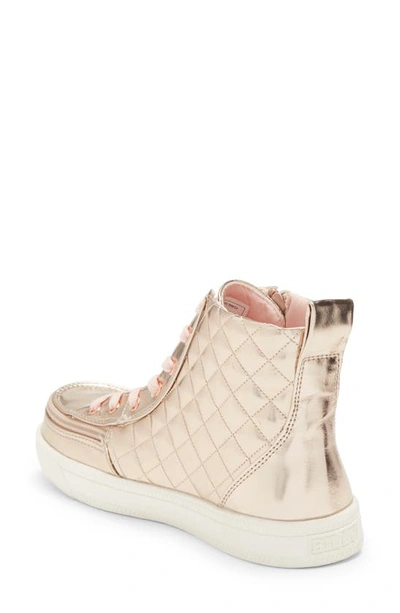 Shop Billy Footwear Diamond Quilt High Top Sneaker In Pink/ Rose Gold