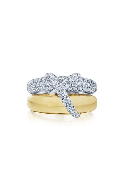 Shop Kwiat Xo Diamond Stack Ring In Two Tone White/ Yellow Gold