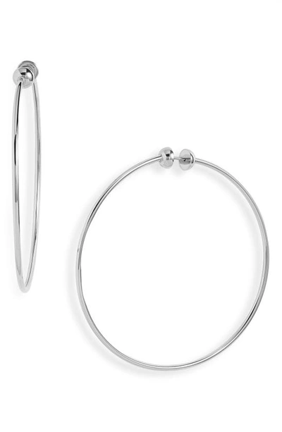 Shop Jenny Bird Icon Large Hoop Earrings In High Polish Silver
