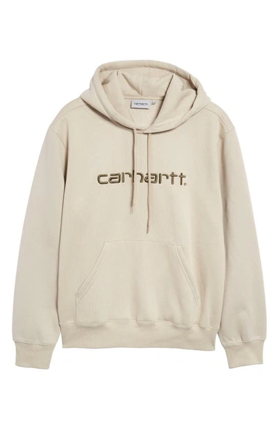 Shop Carhartt Hooded Logo Sweatshirt In Wall / Cypress