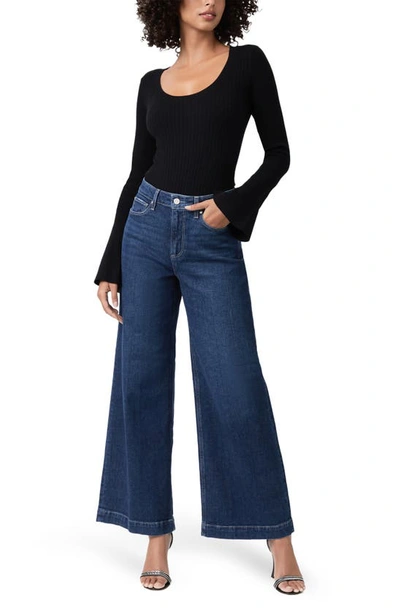 Shop Paige Mimi Bell Sleeve Cotton Blend Bodysuit In Black