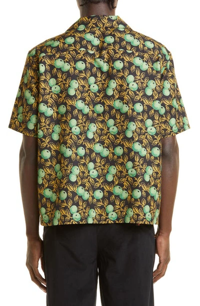Shop Bode Gooseberry Short Sleeve Cotton & Silk Button-up Camp Shirt In Green Multi
