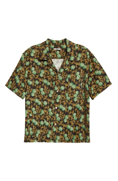 Shop Bode Gooseberry Short Sleeve Cotton & Silk Button-up Camp Shirt In Green Multi