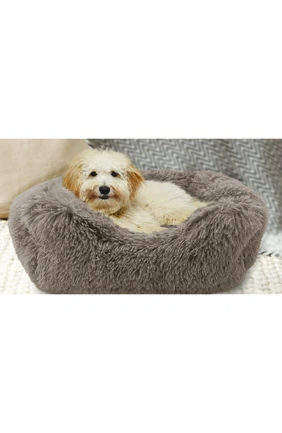 Shop Precious Tails Super Lux Shag Faux Fur Pet Bed In Taupe