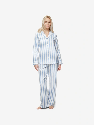 Shop Derek Rose Women's Pyjamas Kelburn 31 Brushed Cotton Blue