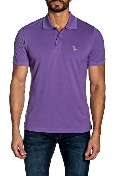 Shop Jared Lang Cotton Knit Polo In Purple
