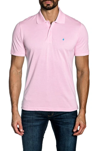Shop Jared Lang Cotton Knit Polo In Pastel Pink