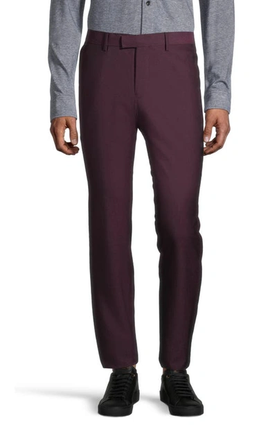 Soul Of London Solid Two Button Notch Lapel Slim Fit Suit In Burgundy