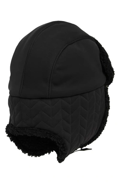 Ugg Quilted Nylon Fleece Trapper Hat In Black