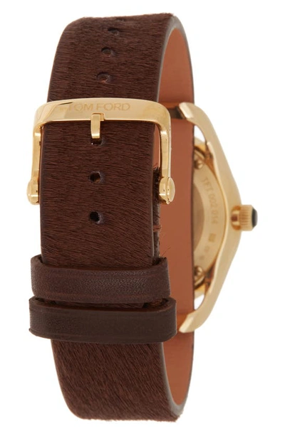 Shop Tom Ford 18k Gold Suede Band Watch, 34mm