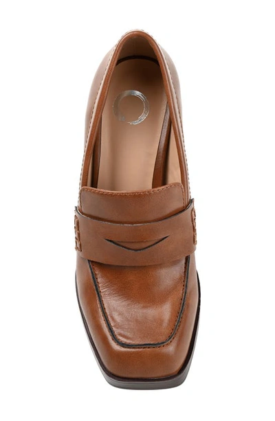 Journee Collection Ezzey Platform Penny Loafer Pump In Brown