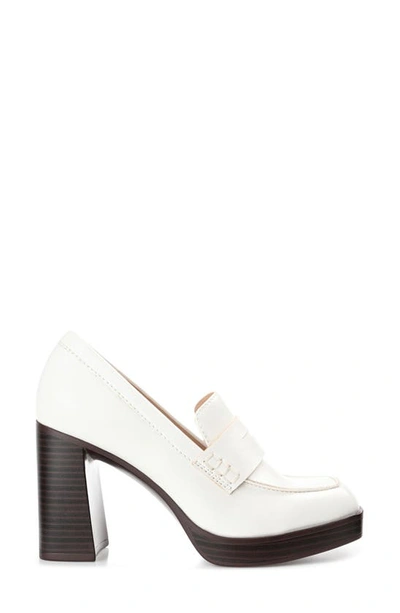 Journee Collection Ezzey Platform Penny Loafer Pump In White
