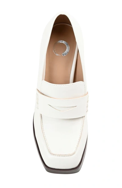 Journee Collection Ezzey Platform Penny Loafer Pump In White