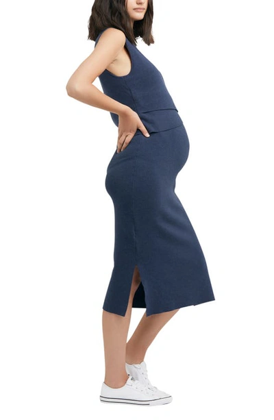 Ripe Maternity Layered Knit Sleeveless Nursing Dress Ink In Ink
