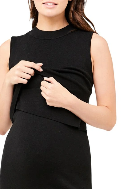 Ripe Maternity Layered Nursing Maternity Dress In Black