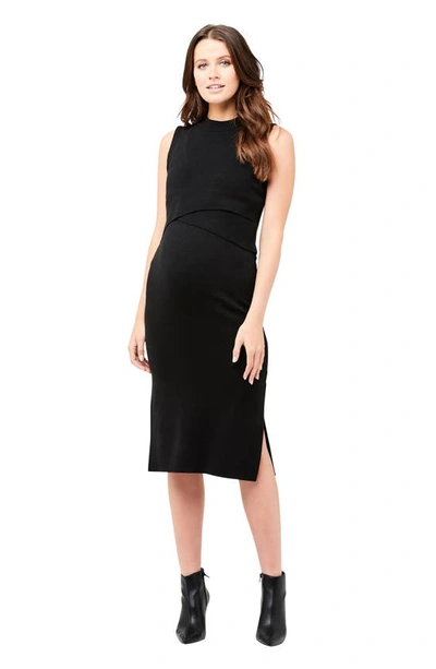 Ripe Maternity Layered Nursing Maternity Dress In Black