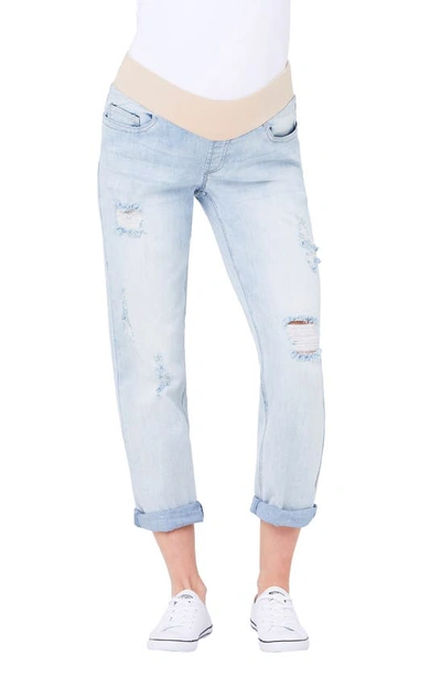 Shop Ripe Maternity Baxter Ripped Maternity Boyfriend Jeans In Clean Fade