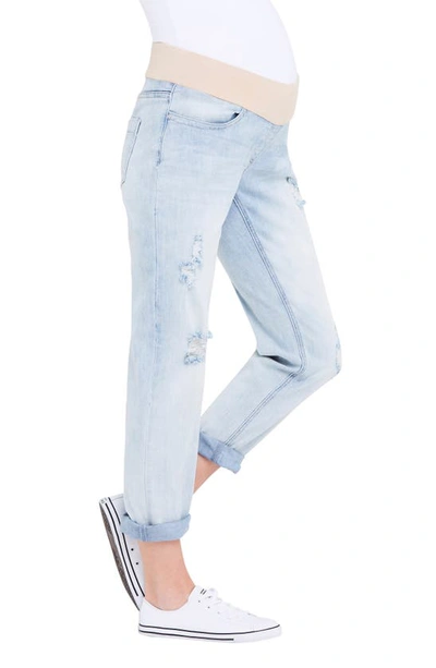 Ripe Maternity Baxter Ripped Maternity Boyfriend Jeans In Clean Fade