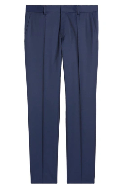 Shop Hugo Boss Genius Virgin Wool Pants In Dark Blue