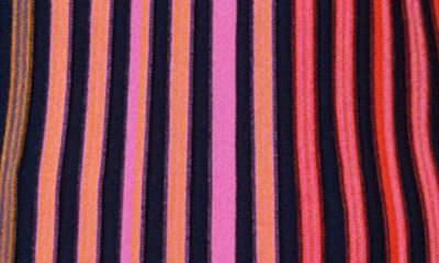 Shop Akris Punto Multicolor Stripe Short Sleeve Virgin Wool Rib Sweater In Pink Multi