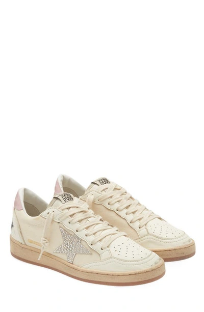 Shop Golden Goose Ball Star Low Top Sneaker In Canvas/ Crystal/ Pink