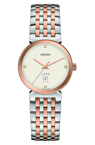Shop Rado Florence Classic Bracelet Watch, 30mm In Silver/ Rose Gold