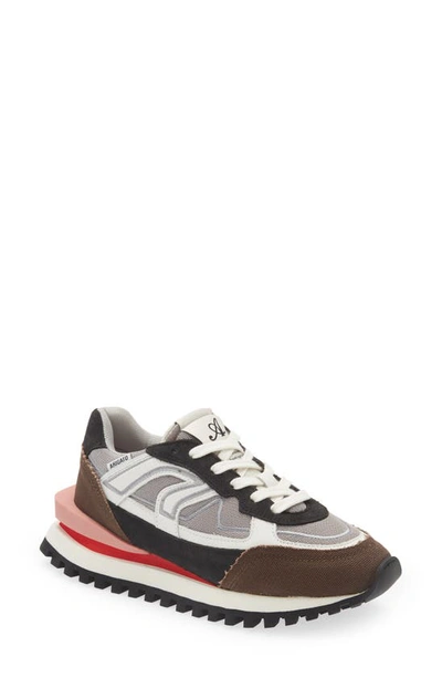 Shop Axel Arigato Sonar Mixed Media Sneaker In Brown/ Grey