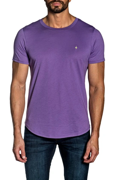 Shop Jared Lang Short Sleeve Peruvian Cotton T-shirt In Purple