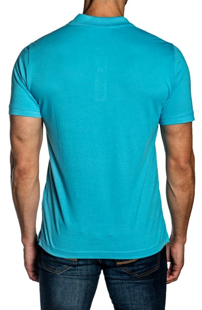 Shop Jared Lang Cotton Knit Polo In Turquoise