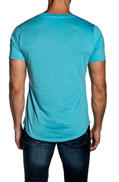 Shop Jared Lang Short Sleeve Cotton Tee In Turquoise