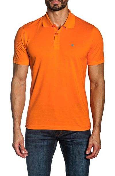 Shop Jared Lang Cotton Knit Polo In Orange