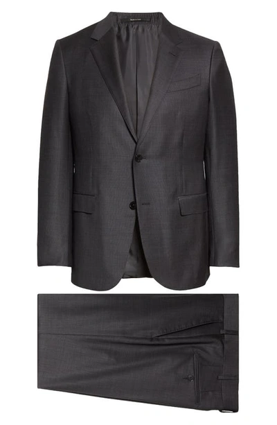 Zegna Pin Dot Trofeo Milano Wool Suit In Dk Gry Sld