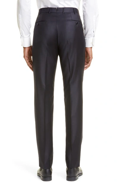 Shop Zegna Slim Fit Wool Pants In Nvy Solid