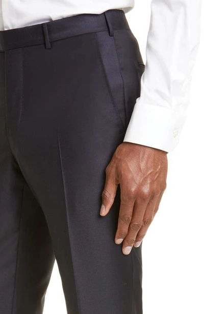 Shop Zegna Slim Fit Wool Pants In Nvy Solid