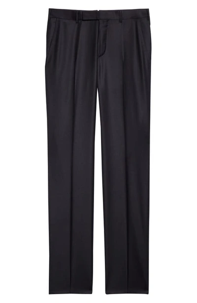 Shop Zegna Slim Fit Wool Pants In Nvy Solid