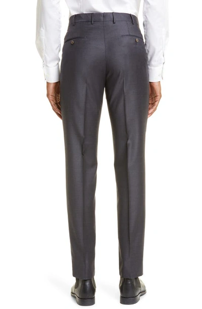 Zegna Wool-mohair Tailored Trousers In Dark Grey Solid